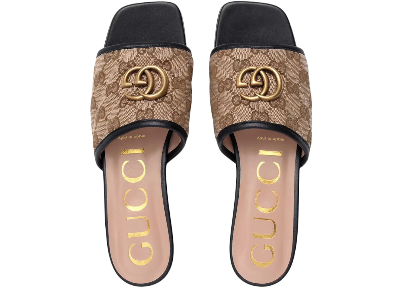 gucci double g slide sandal black canvas