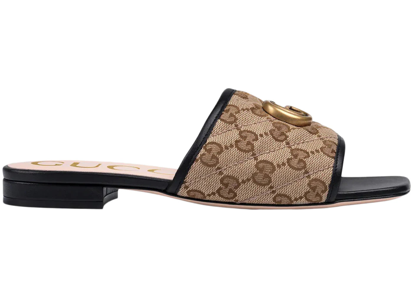 gucci double g slide sandal black canvas