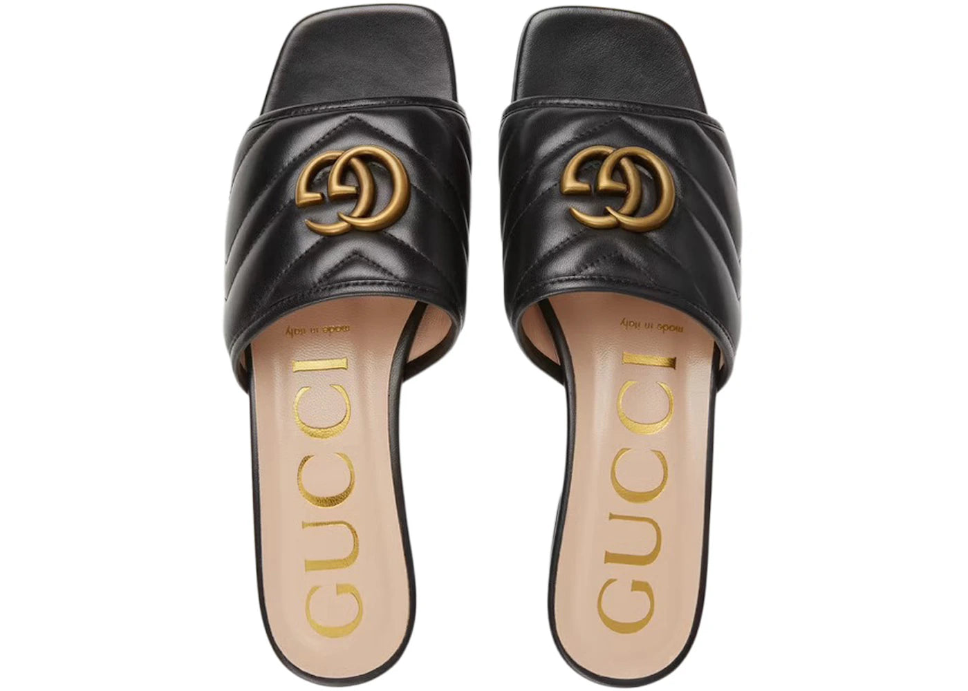 gucci double g slide sandal black leather