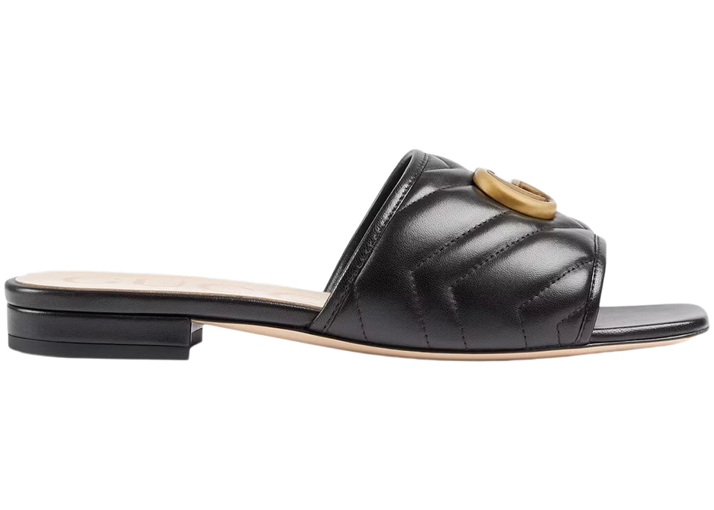 gucci double g slide sandal black leather