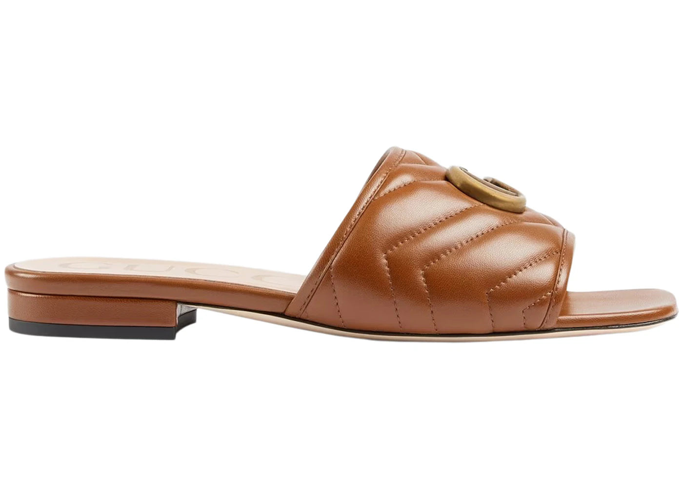 Gucci Double G Slide Sandal Brown Leather