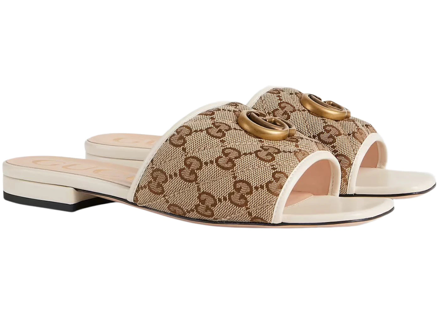 gucci double g slide sandal white canvas