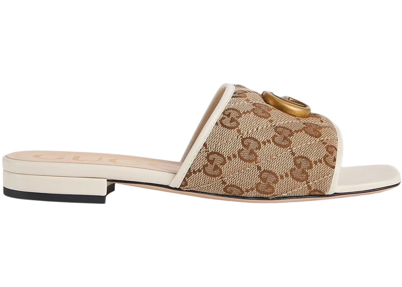 gucci double g slide sandal white canvas