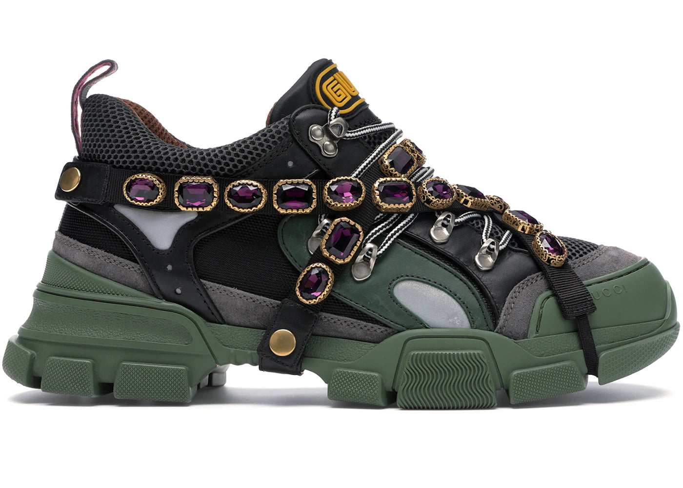 gucci flashtrek sega green removable crystal