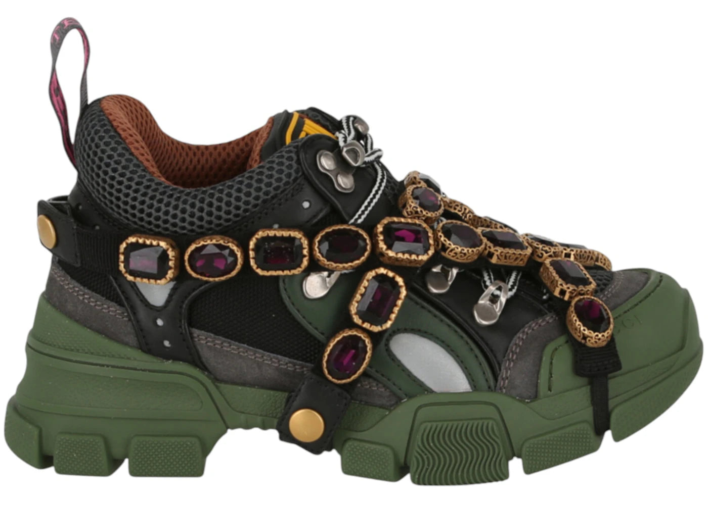 gucci flashtrek sega green removable crystal (women's)