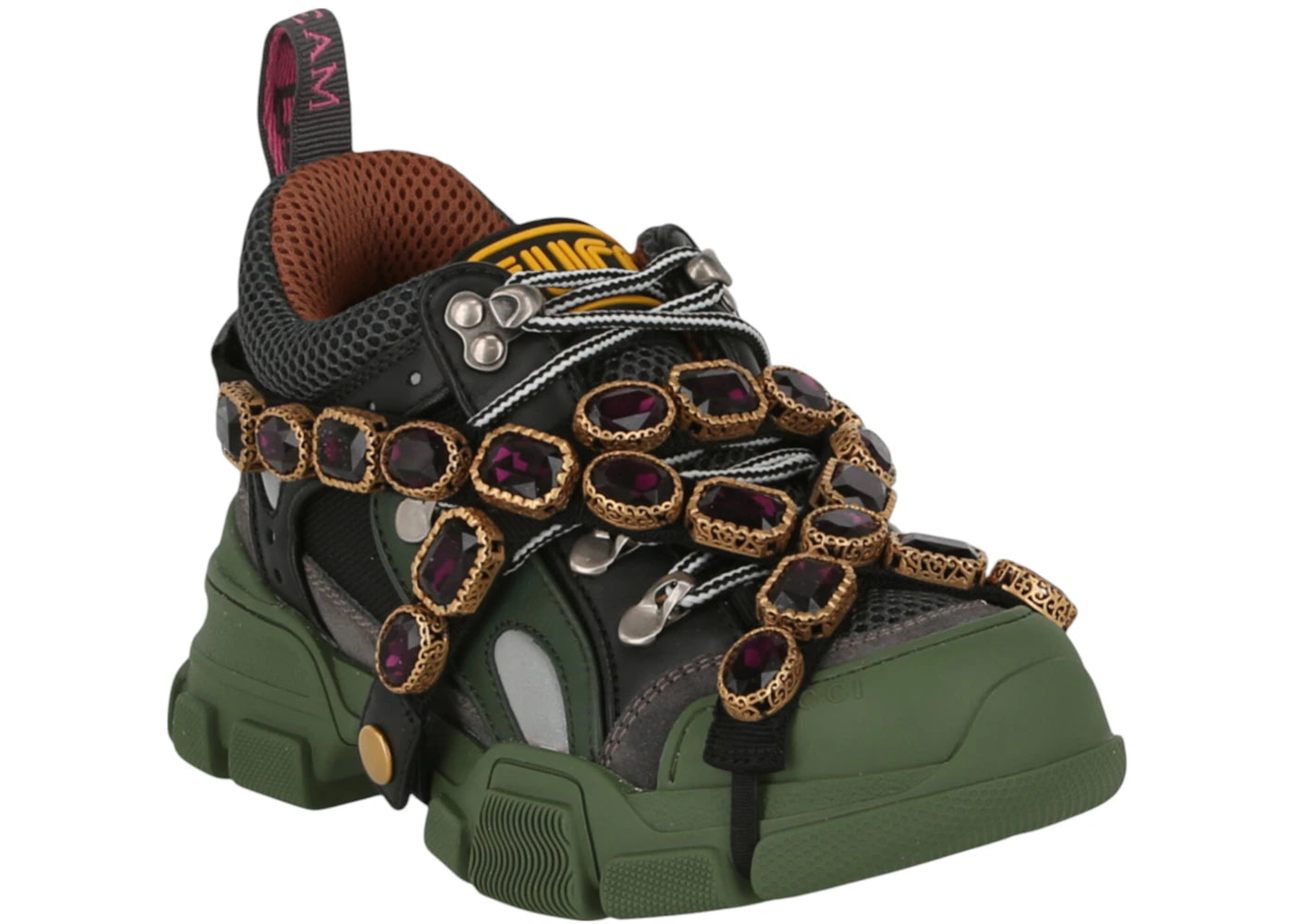 gucci flashtrek sega green removable crystal (women's)