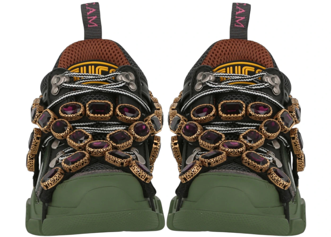 Gucci Flashtrek Sega Green Removable Crystal Womens
