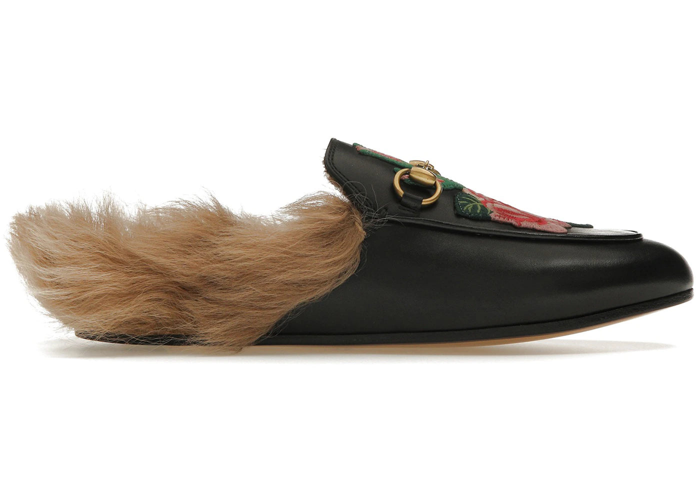 gucci floral embroidered princetown mules black (women's)