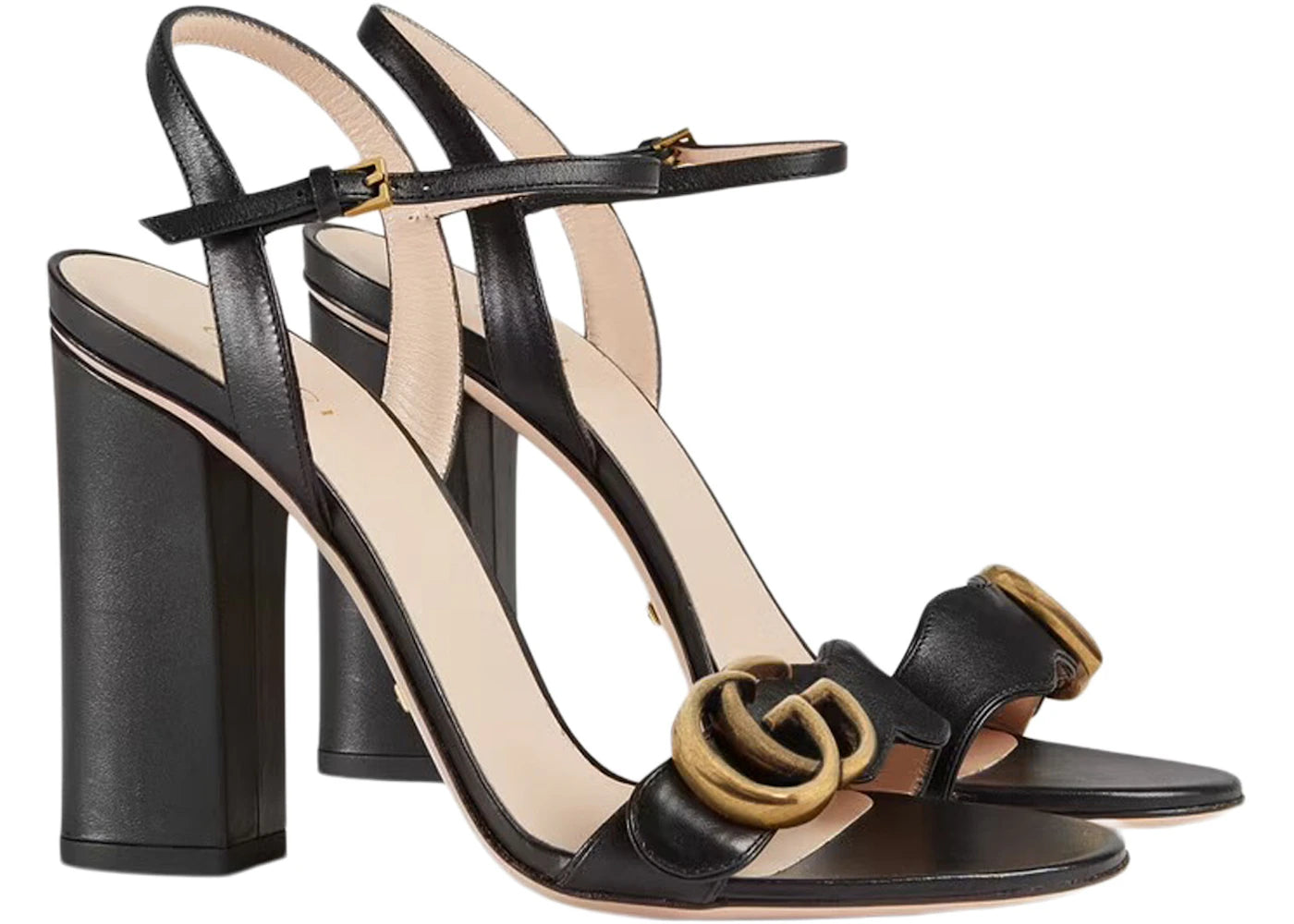 gucci gg 105mm heeled sandal black leather