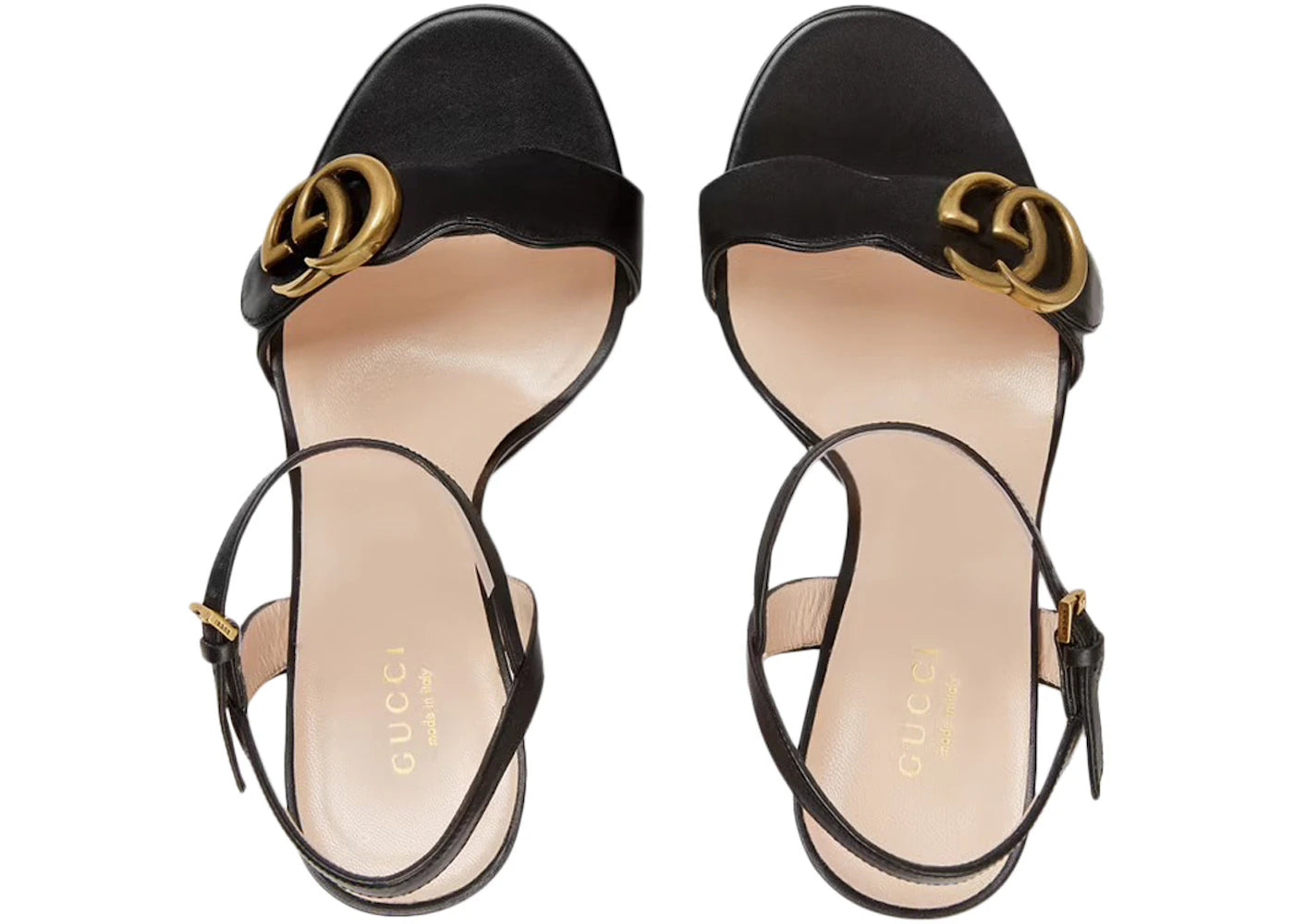 gucci gg 105mm heeled sandal black leather