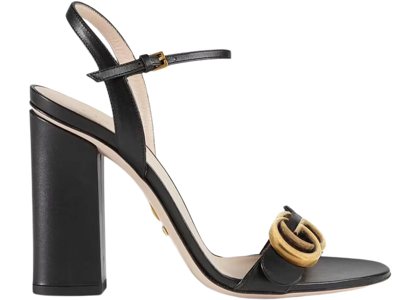 gucci gg 105mm heeled sandal black leather