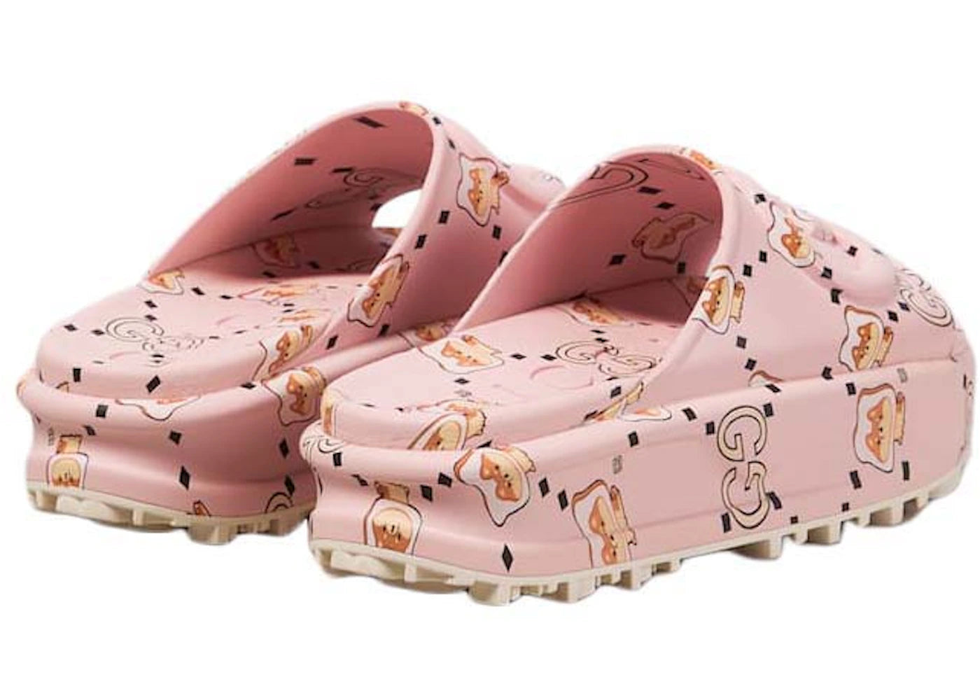 Gucci Gg Animal Print Rubber Slide Pink Womens