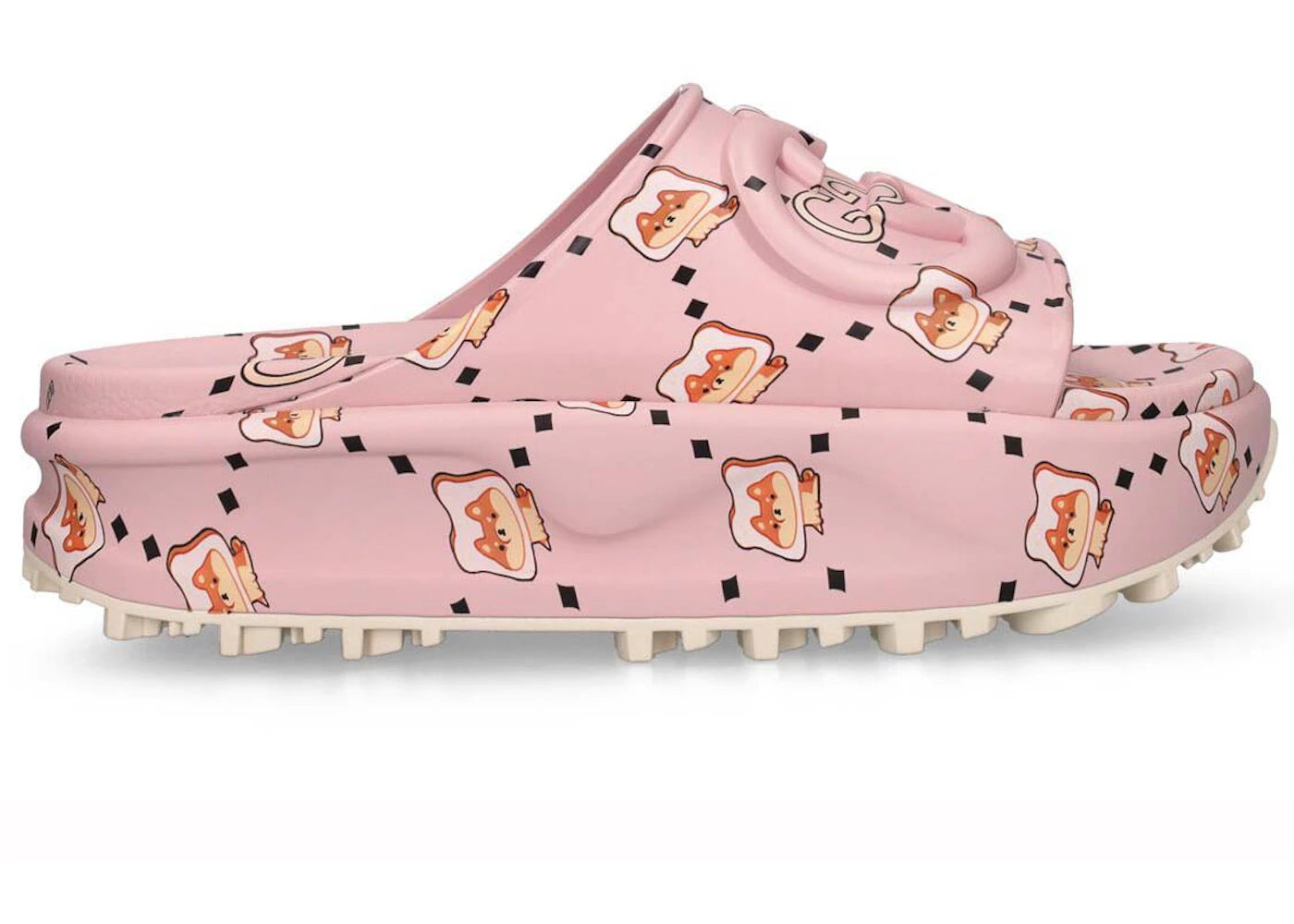 gucci gg animal print rubber slide pink (women's)