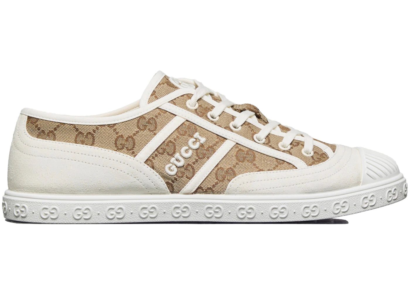 gucci gg canvas trainer white beige monogram