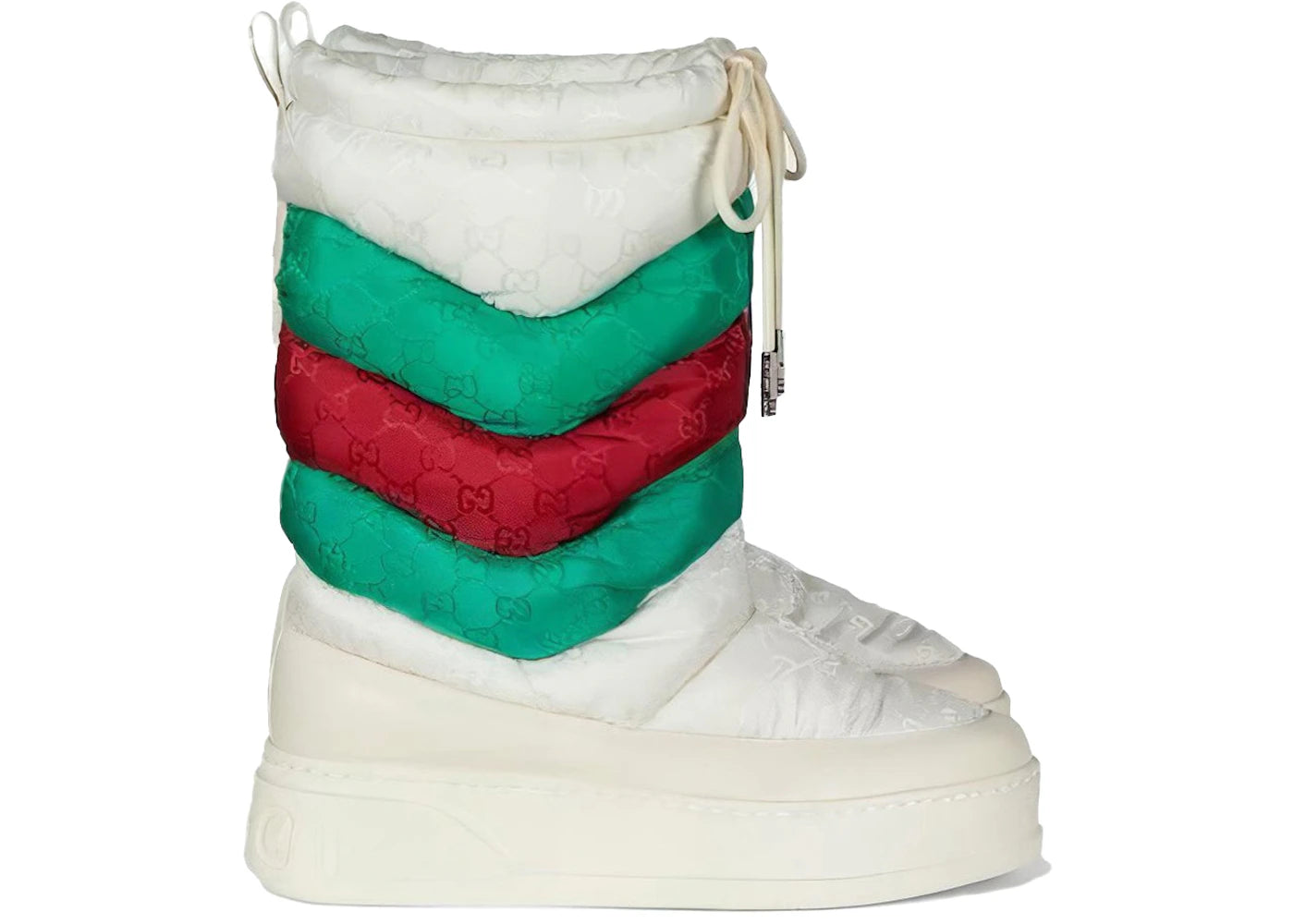 gucci gg chevron boots white green red (women's)