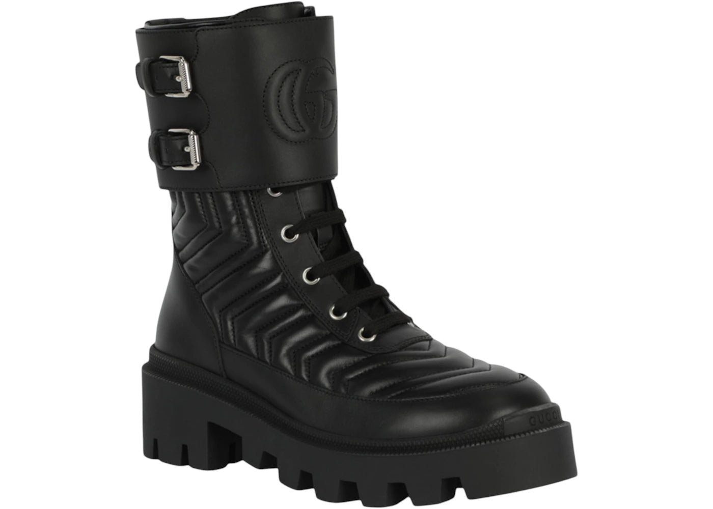 gucci gg combat boots black (women's)