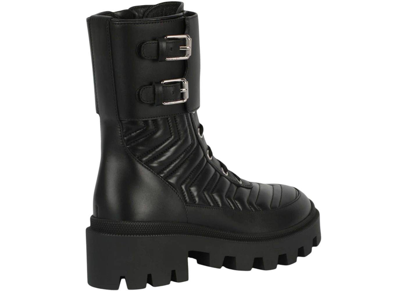 gucci gg combat boots black (women's)