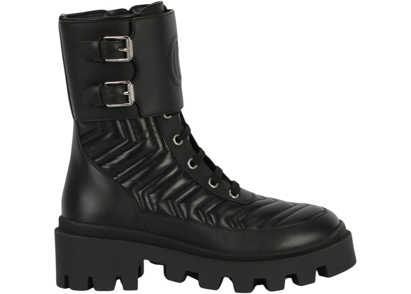 gucci gg combat boots black (women's)