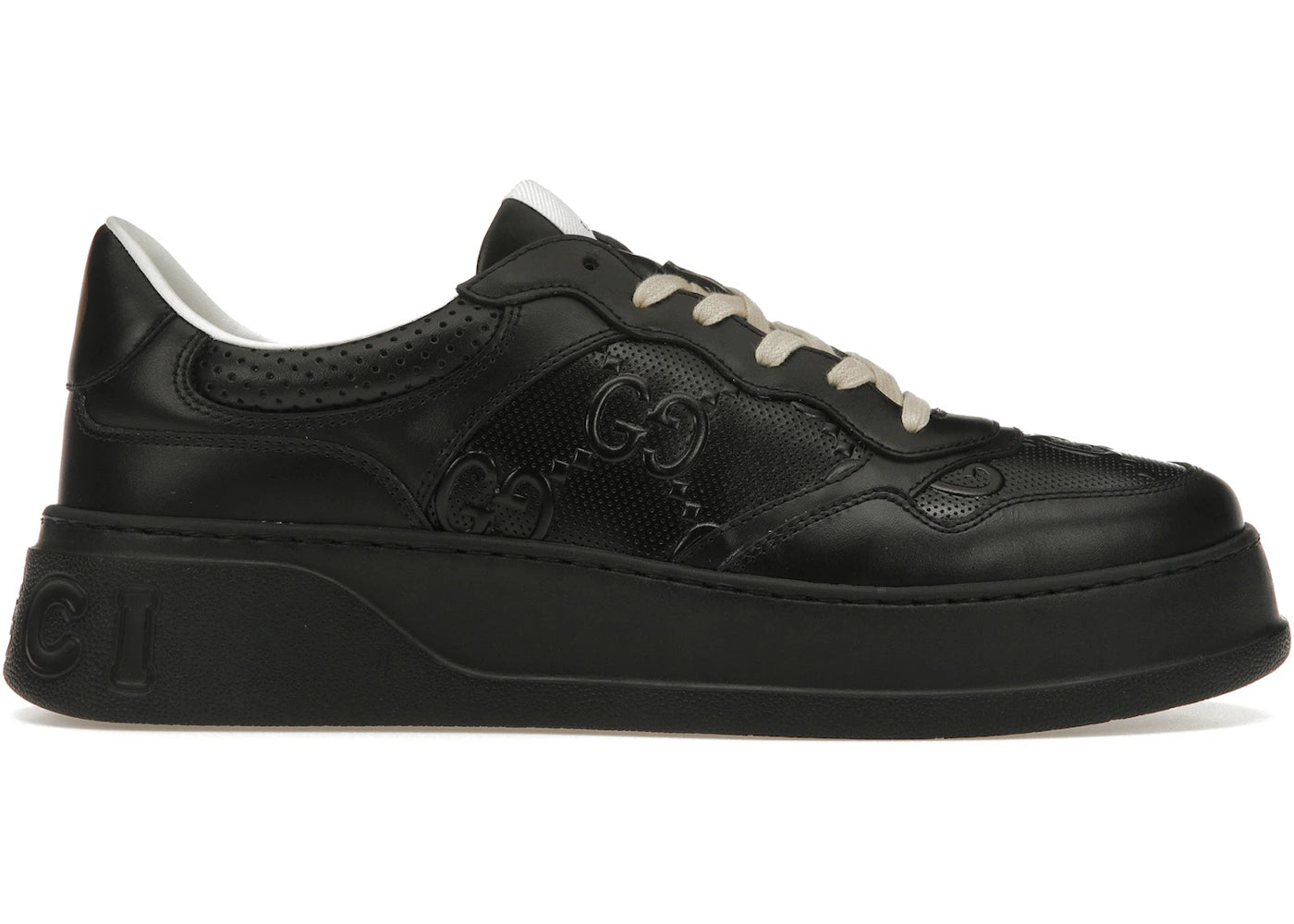 gucci gg embossed black leather