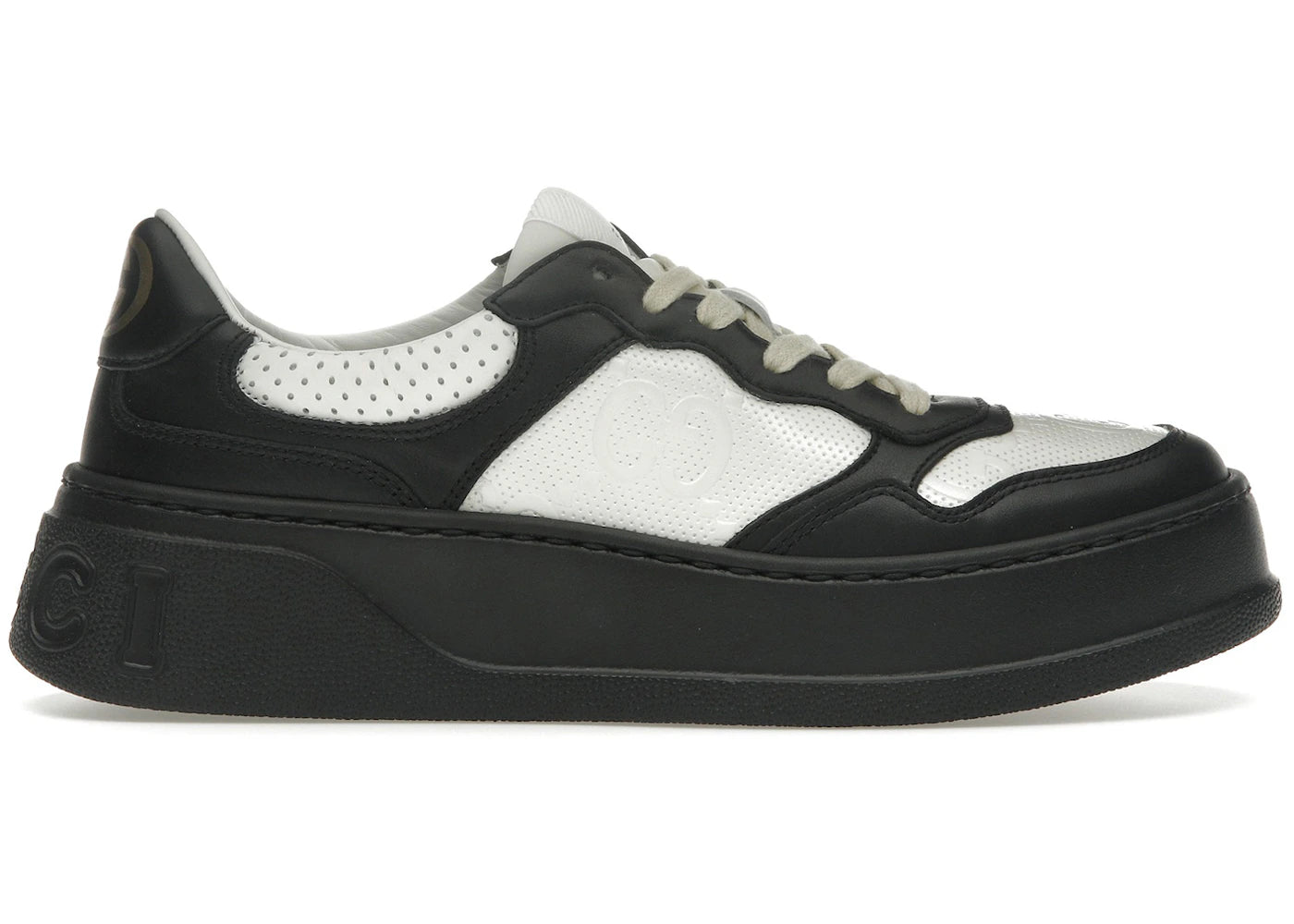 gucci gg embossed sneaker black white (women's)