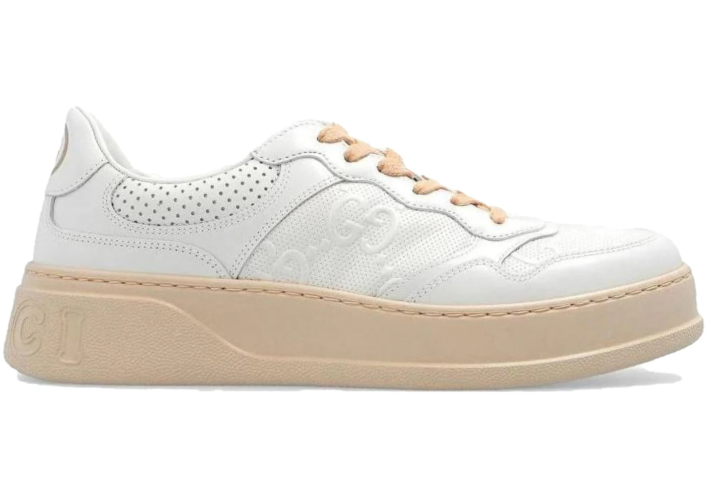 Gucci Gg Embossed Sneaker White Beige (Women'S)