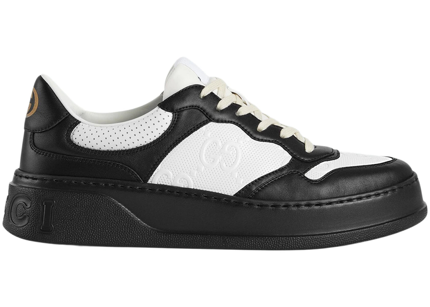 gucci gg embossed white black leather