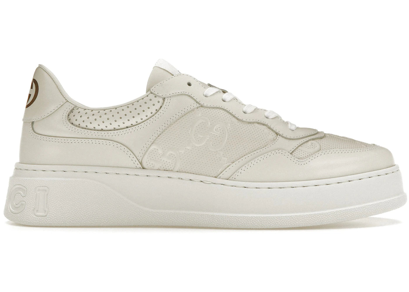 Gucci Gg Embossed White Leather