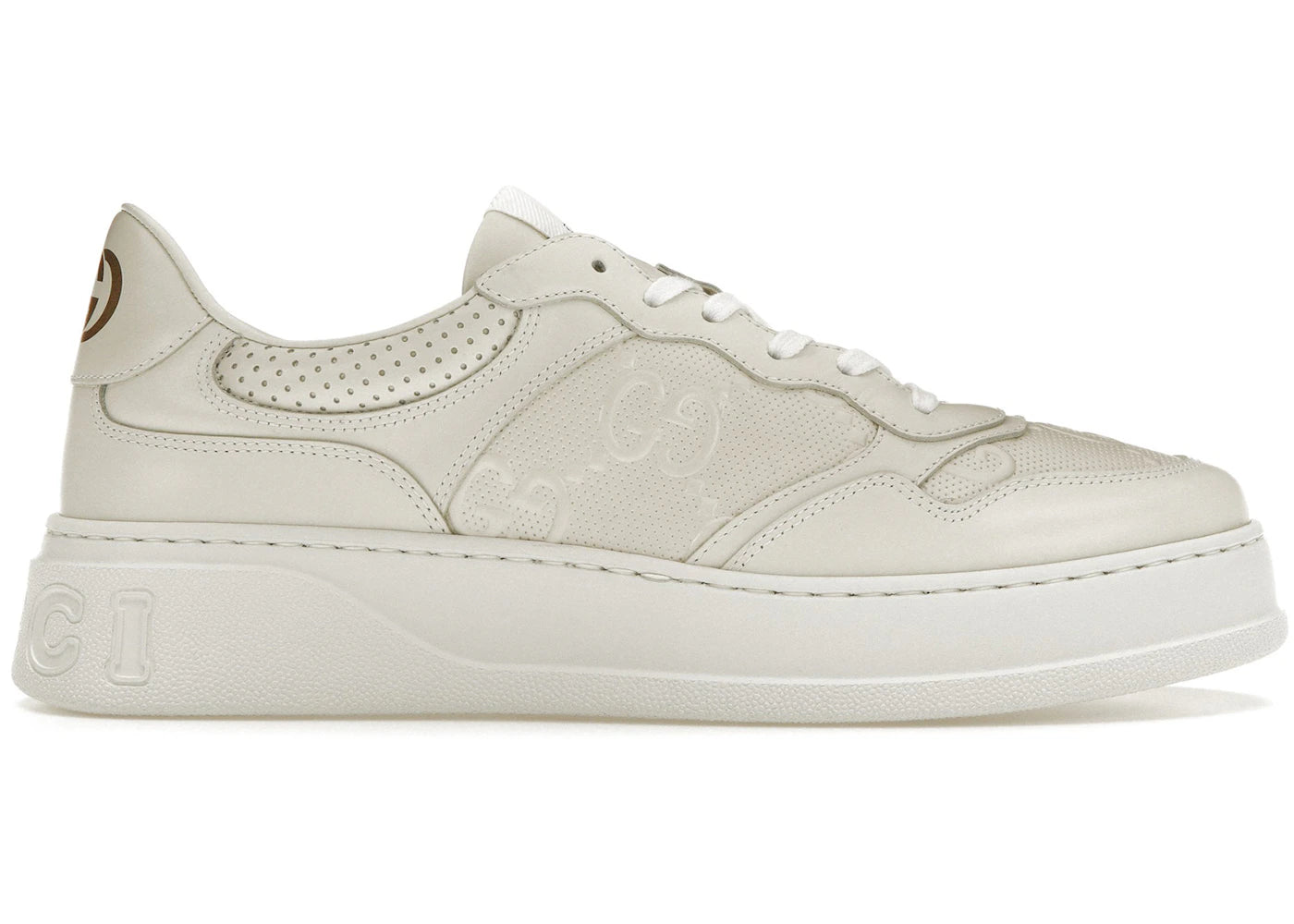 gucci gg embossed white leather