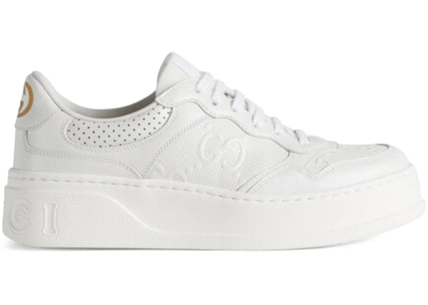 gucci gg embossed white leather (women's)