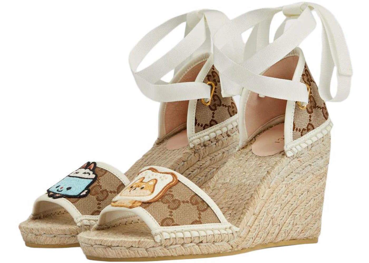 gucci gg espadrille with patch beige white (women's)