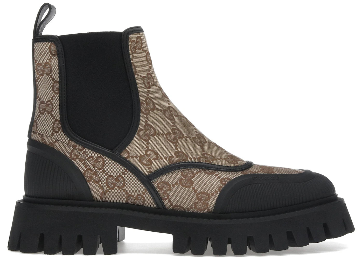 Gucci Gg Jacquard Canvas Ankle Boots Beige Ebony (Women'S)