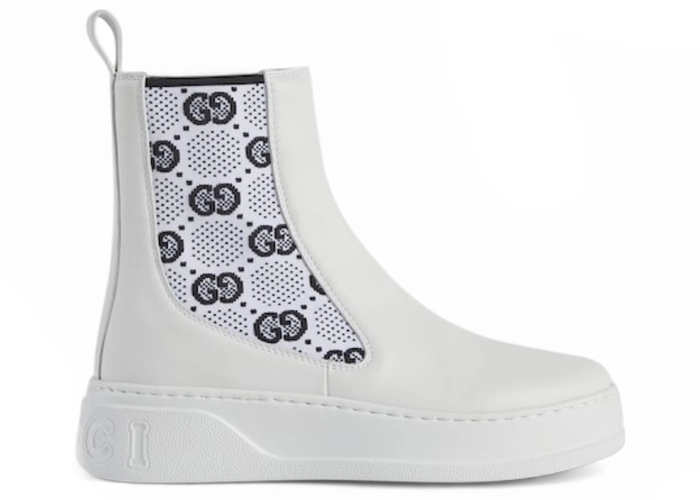 gucci gg jersey chelsea boots white (women's)