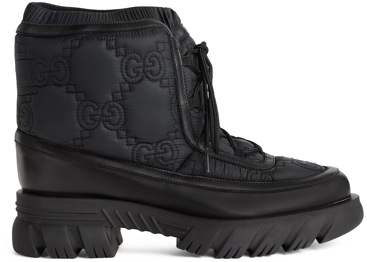 gucci gg lace up ankle boot black