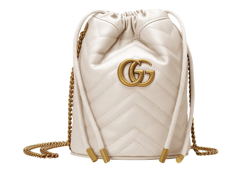 Gucci Gg Marmont Bucket Bag Mini Matelasse White