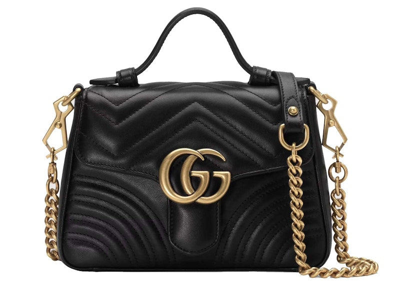 Gucci Gg Marmont Top Handle Bag Mini Black One Size