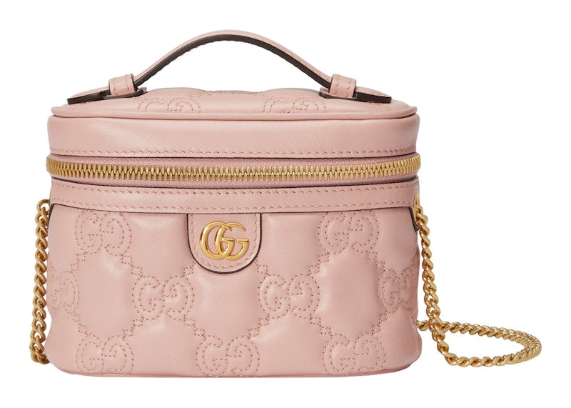 Gucci Gg Matelasse Top Handle Bag Mini Quilted Light Pink One Size