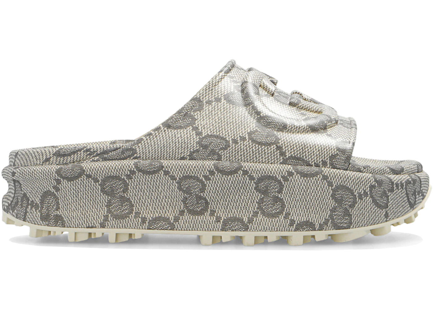 gucci gg oversize slide sandal interlocking g beige ebony (women's)