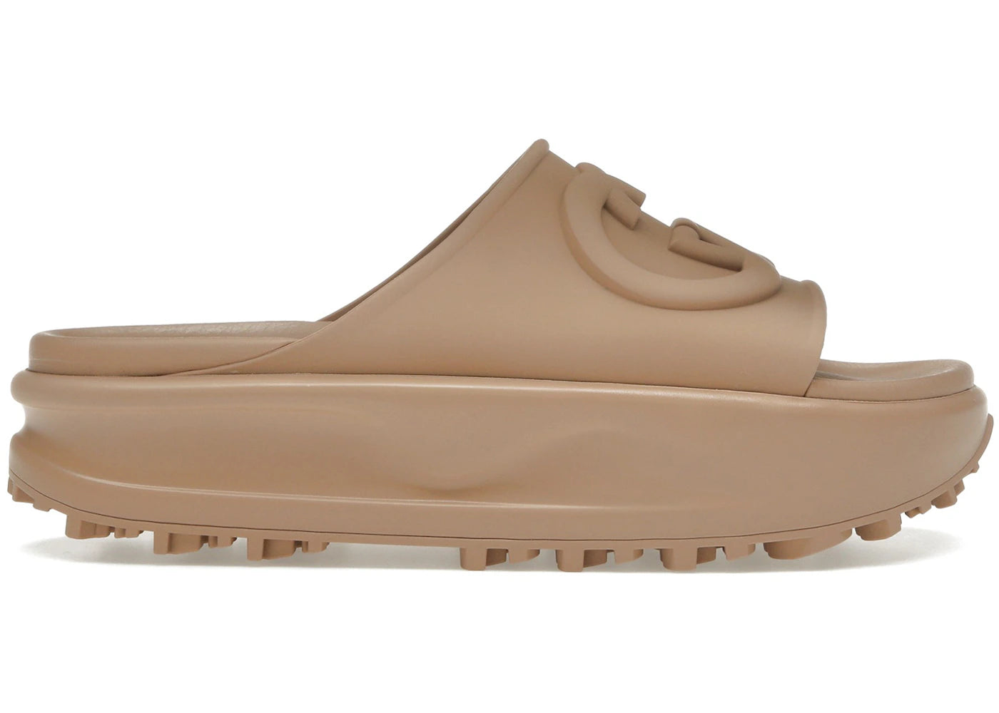 gucci gg oversize slide sandal interlocking g light brown (women's)