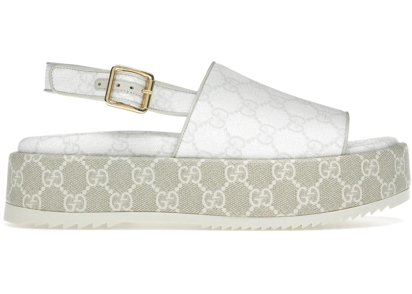 gucci gg platform sandal white beige (women's)