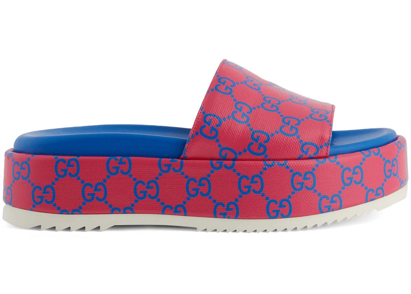 gucci gg platform slide fuchsia blue (women's)