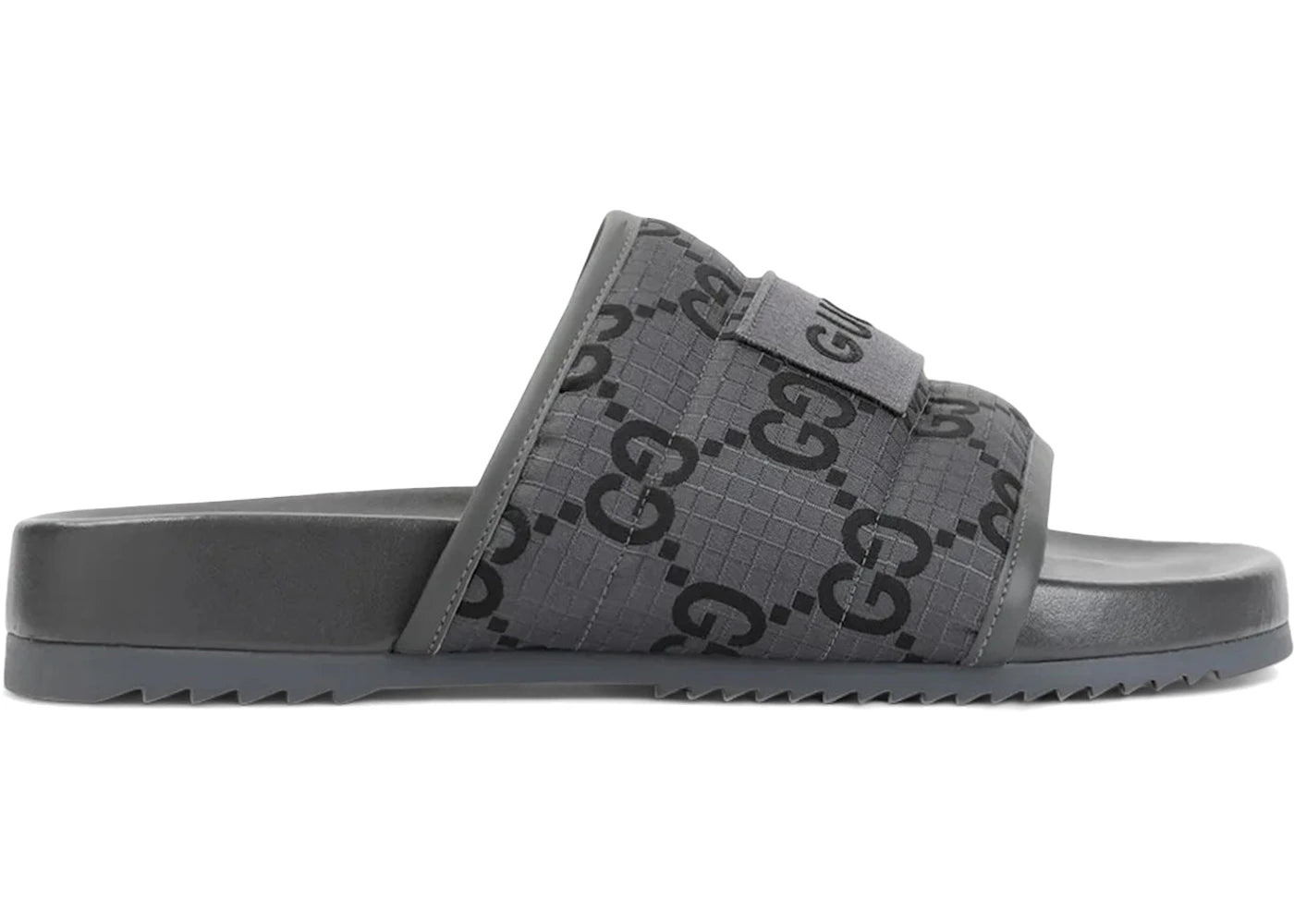 Gucci Gg Slide Sandal Gg Monogram Grey Black