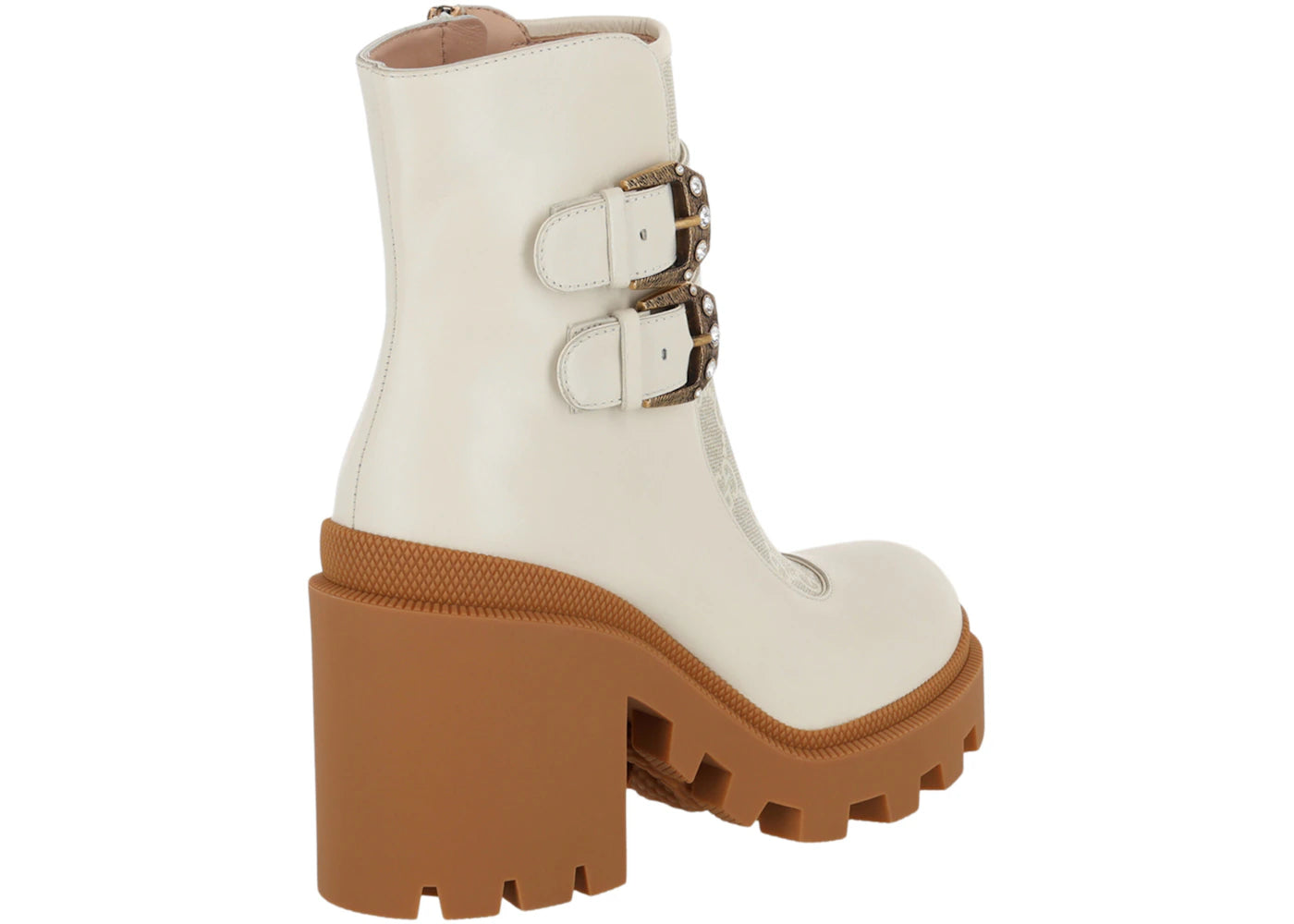 Gucci Gg Supreme Ankle Accent Ankle Boots White Womens
