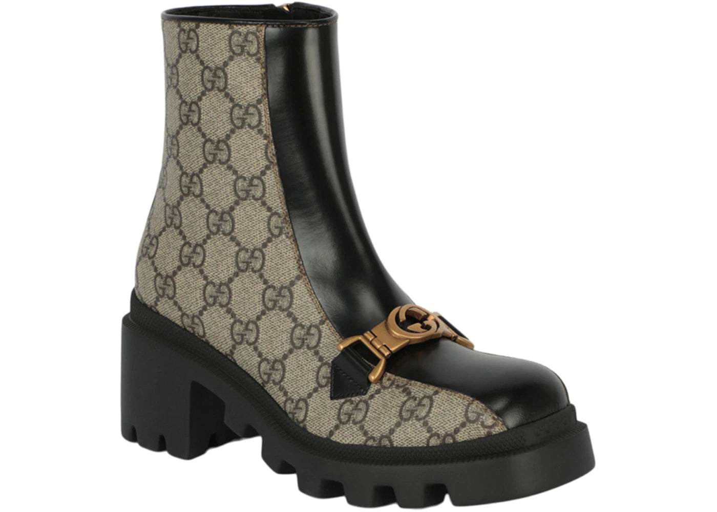 gucci gg supreme ankle boots dark beige (women's)