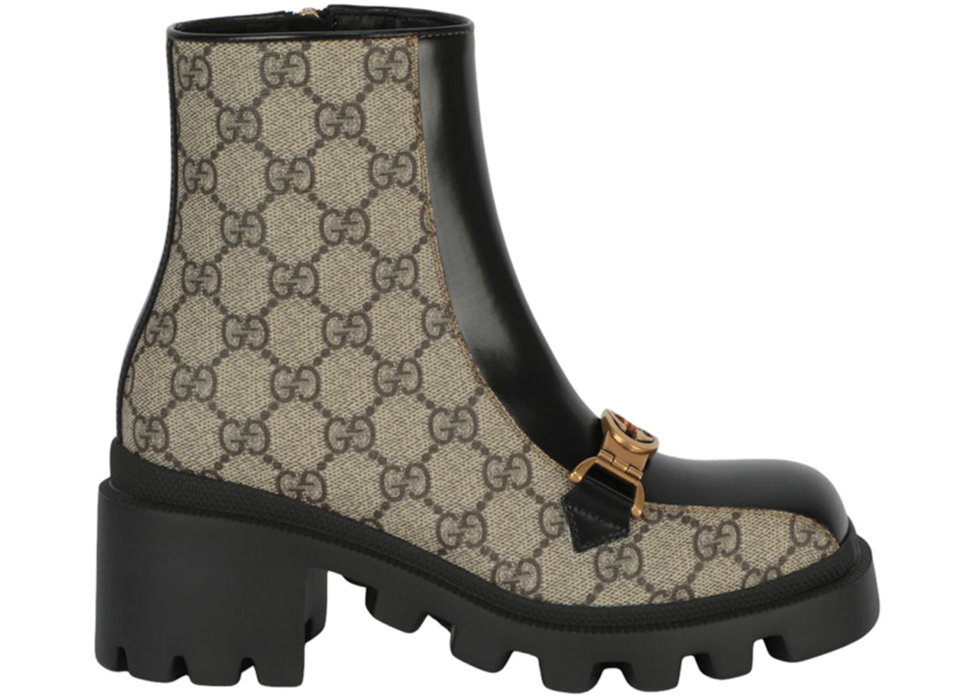 gucci gg supreme ankle boots dark beige (women's)