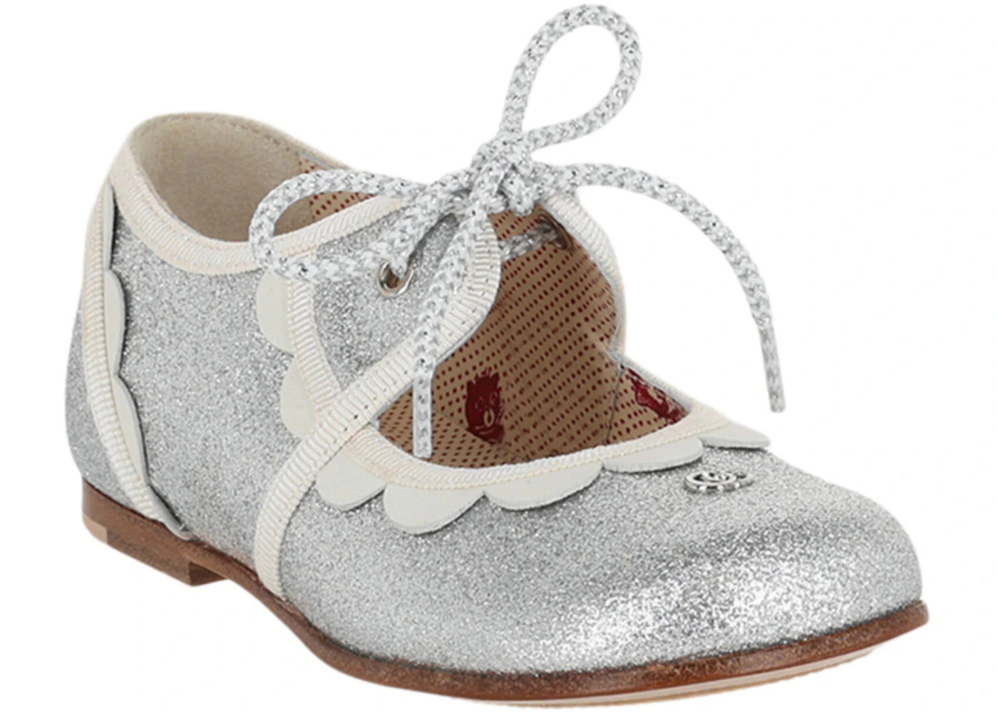gucci glitter scalloped-trim dress shoes silver (kids)