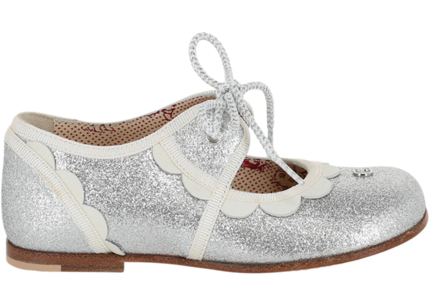 gucci glitter scalloped-trim dress shoes silver (kids)
