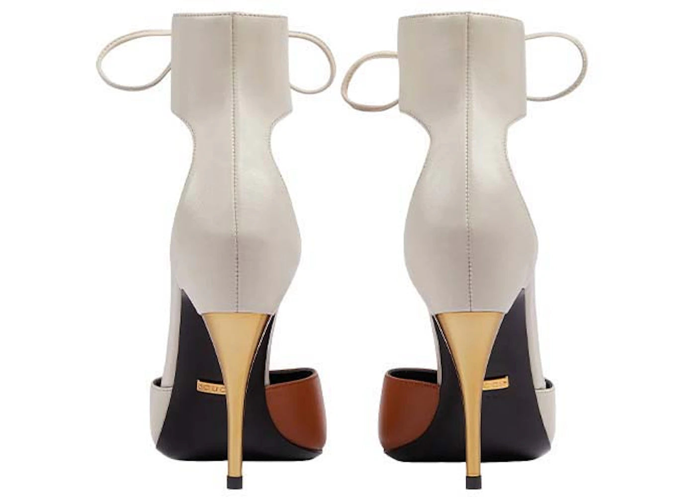 Gucci High Heel Pump With Ankle Cuff Grey Brown Womens
