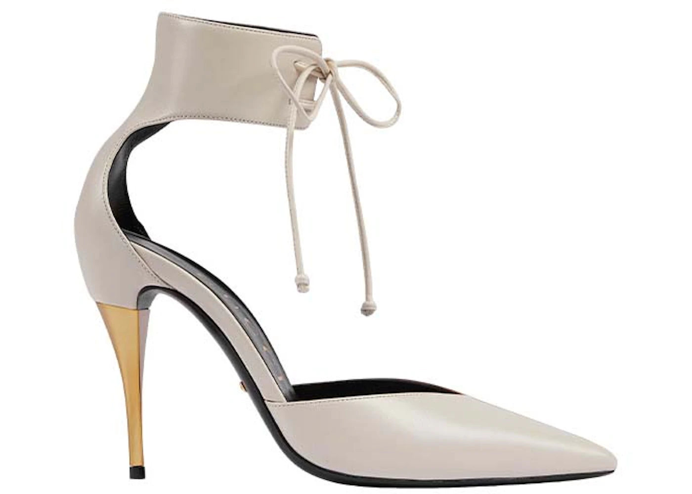 gucci high heel pump with ankle cuff grey brown (women's)