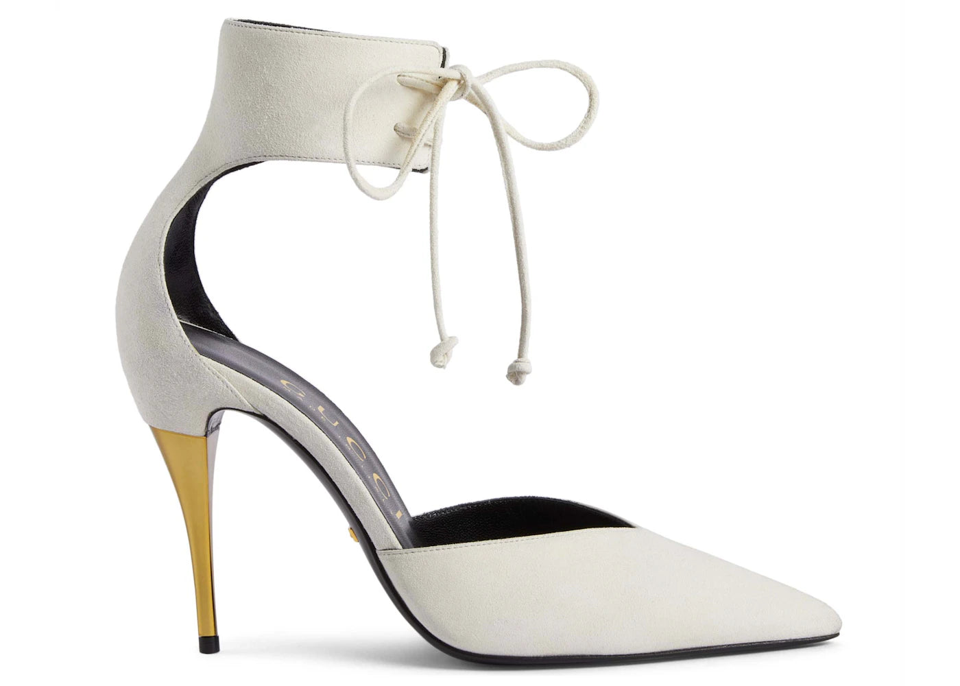 gucci high heel pump with ankle cuff white (women's)