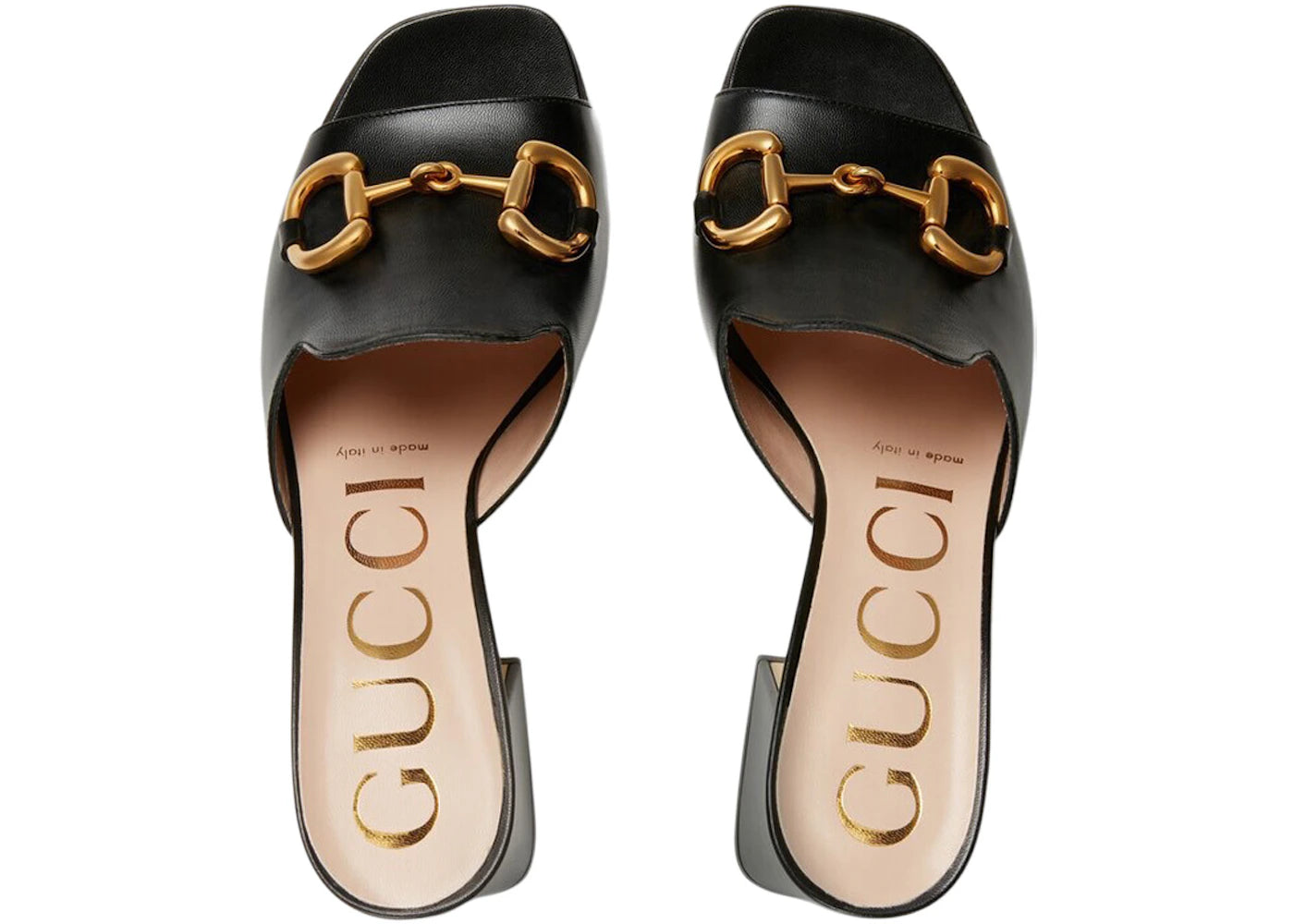 gucci horsbit 75mm heeled sandal black leather